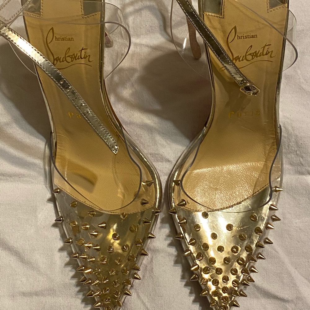 Christian louboutin pvc spiked sandals